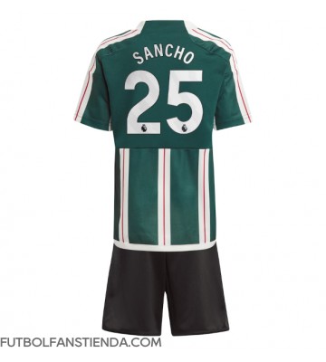 Manchester United Jadon Sancho #25 Segunda Equipación Niños 2023-24 Manga Corta (+ Pantalones cortos)